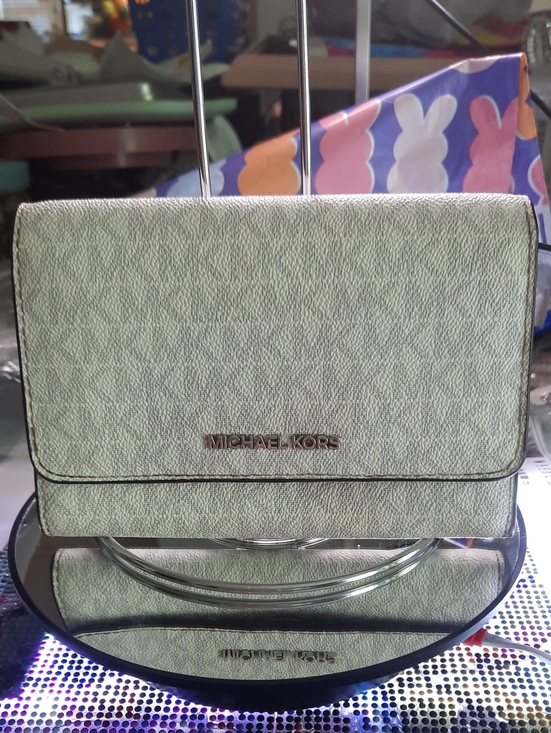 Michael Kors Handbags - Michael Kors Sage Green Leather Wallet with Gold Logo